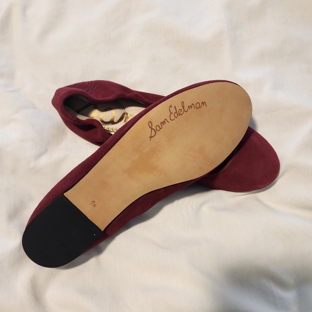 Sam Edelman Leather Suede Red Flats 7.5 Like New - Picture 4 of 5